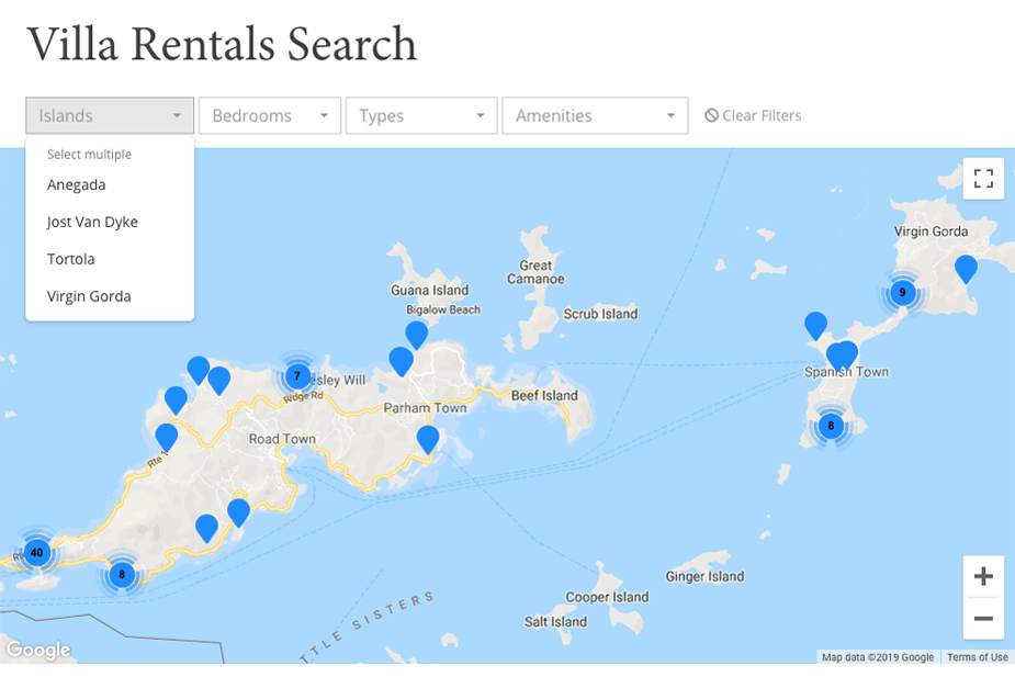 Villa Rental Search Map