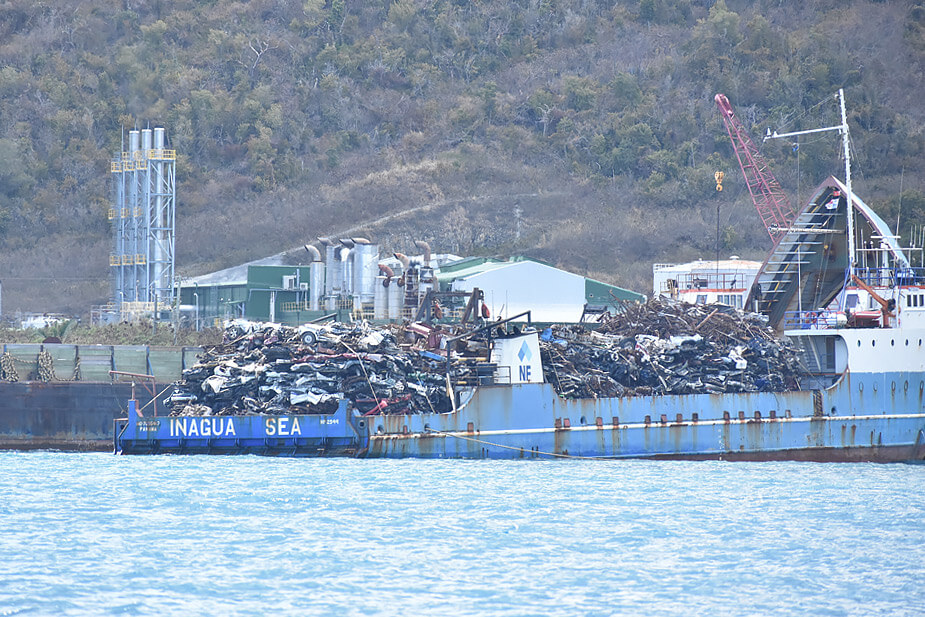 Barges Continue to Transport Metal and Derelict Cars Out of the BVI!