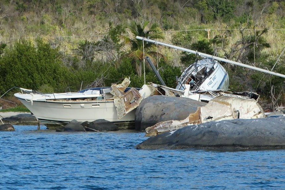 Wrecked Boats from Irma in Trellis Bay BVI