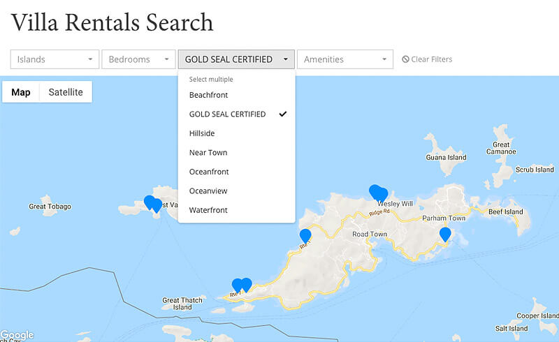 BVI Gold Seal Accommodations Search